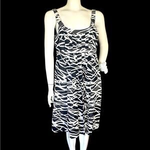 CALVIN KLEIN EUC Black and White Geometric Cotton Dress size 12